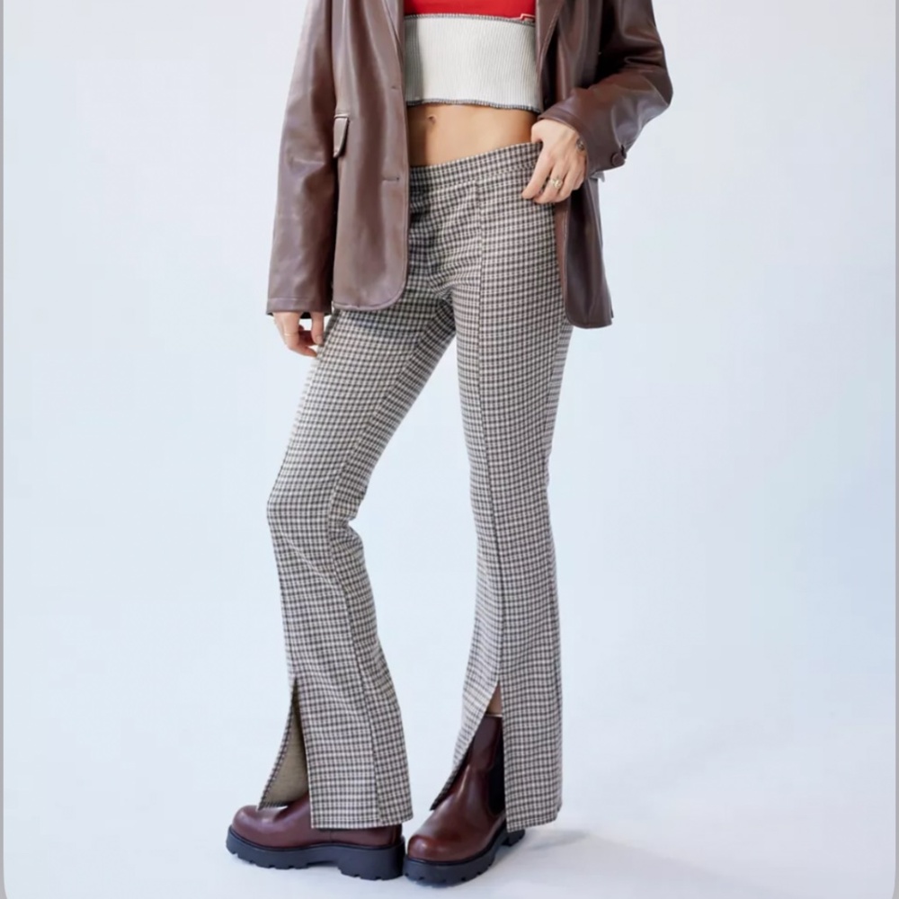 Urban renewal low rise plaid flare pants